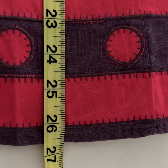 Boden Linen A-Line Skirt with Whipstitch Appliqué Detail Size 14 Long - Picture 10 of 11